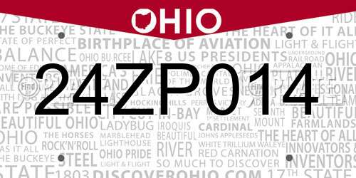 24ZP014 Ohio License Plate