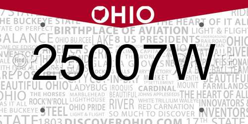 25007W Ohio License Plate