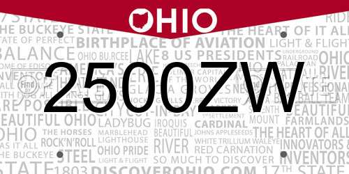 2500ZW Ohio License Plate
