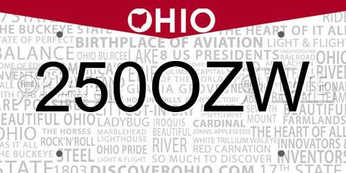 250OZW Ohio License Plate