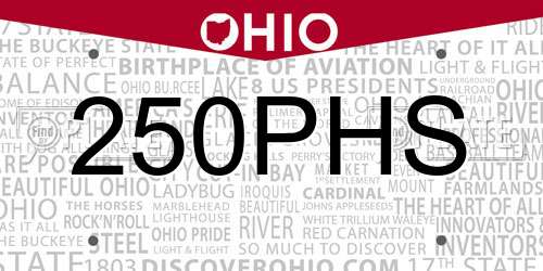 250PHS Ohio License Plate