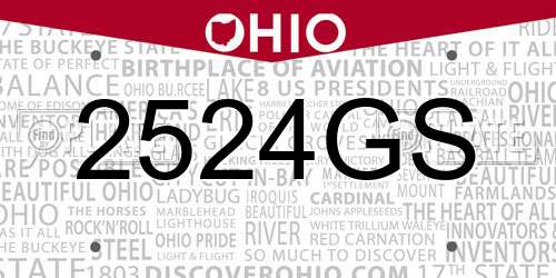 2524GS Ohio License Plate