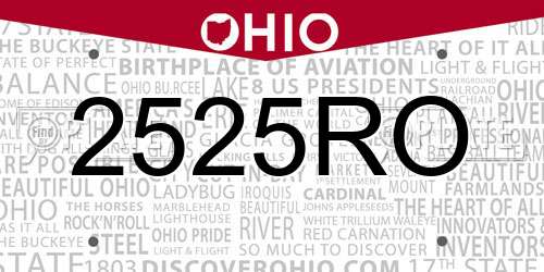 2525RO Ohio License Plate