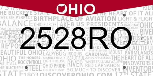 2528RO Ohio License Plate