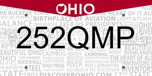 252QMP Ohio License Plate