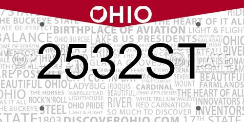 2532ST Ohio License Plate