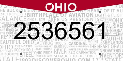 2536561 Ohio License Plate