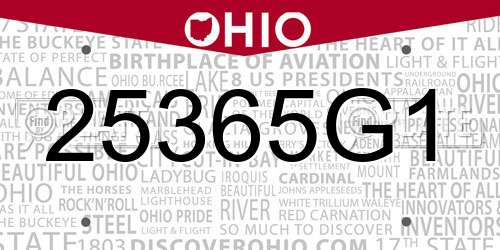 25365G1 Ohio License Plate