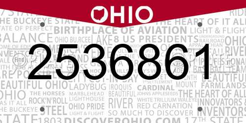 2536861 Ohio License Plate