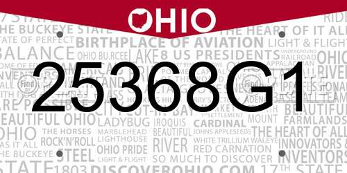 25368G1 Ohio License Plate
