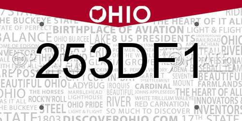 253DF1 Ohio License Plate