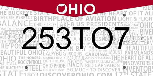 253TO7 Ohio License Plate