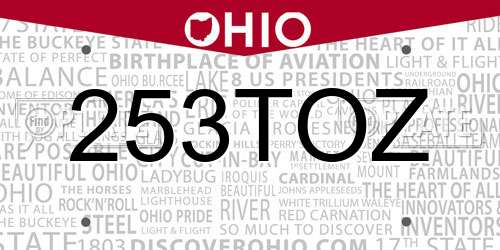 253TOZ Ohio License Plate