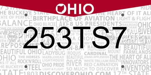 253TS7 Ohio License Plate