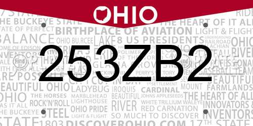 253ZB2 Ohio License Plate