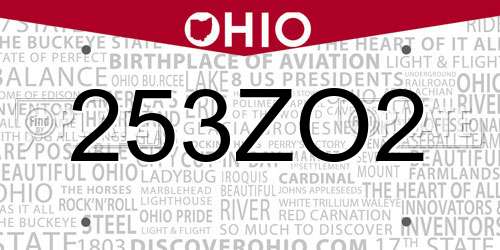 253ZO2 Ohio License Plate