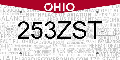 253ZST Ohio License Plate