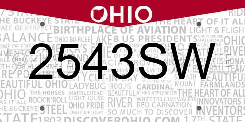 2543SW Ohio License Plate