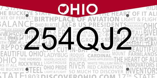 254QJ2 Ohio License Plate