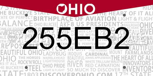 255EB2 Ohio License Plate