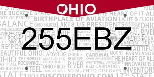 255EBZ Ohio License Plate