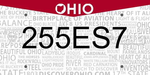 255ES7 Ohio License Plate