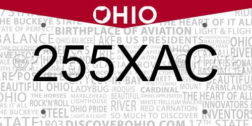 255XAC Ohio License Plate