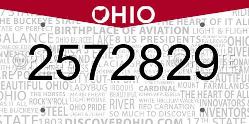 2572829 Ohio License Plate