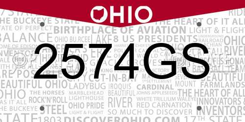 2574GS Ohio License Plate