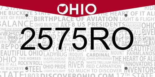 2575RO Ohio License Plate