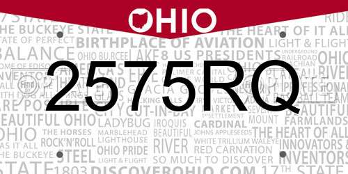 2575RQ Ohio License Plate