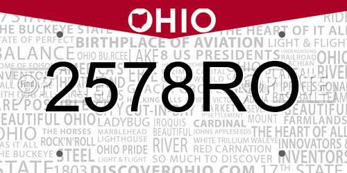 2578RO Ohio License Plate
