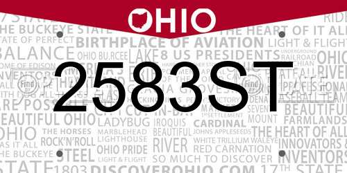 2583ST Ohio License Plate