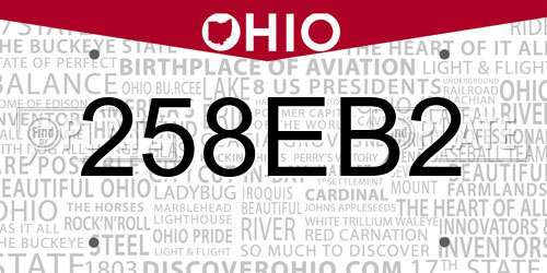 258EB2 Ohio License Plate
