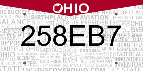 258EB7 Ohio License Plate