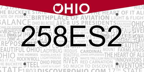 258ES2 Ohio License Plate