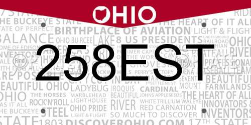 258EST Ohio License Plate
