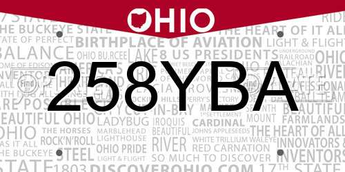 258YBA Ohio License Plate