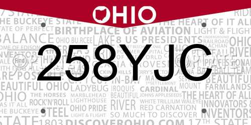 258YJC Ohio License Plate