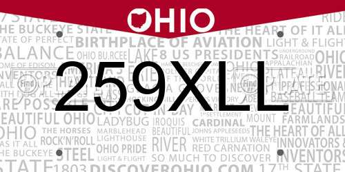 259XLL Ohio License Plate