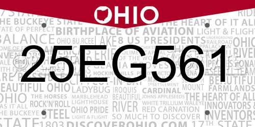 25EG561 Ohio License Plate