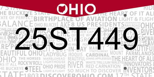 25ST449 Ohio License Plate