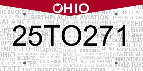 25TO271 Ohio License Plate