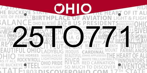 25TO771 Ohio License Plate