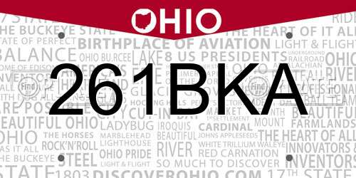 261BKA Ohio License Plate