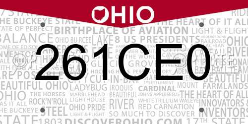 261CE0 Ohio License Plate