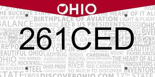 261CED Ohio License Plate
