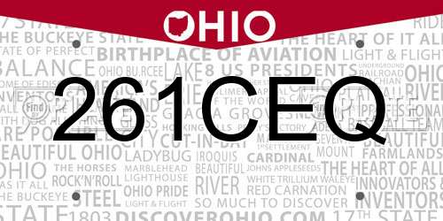 261CEQ Ohio License Plate