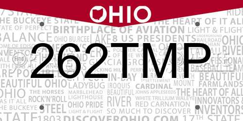 262TMP Ohio License Plate