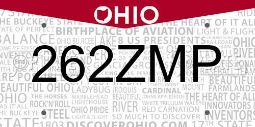 262ZMP Ohio License Plate